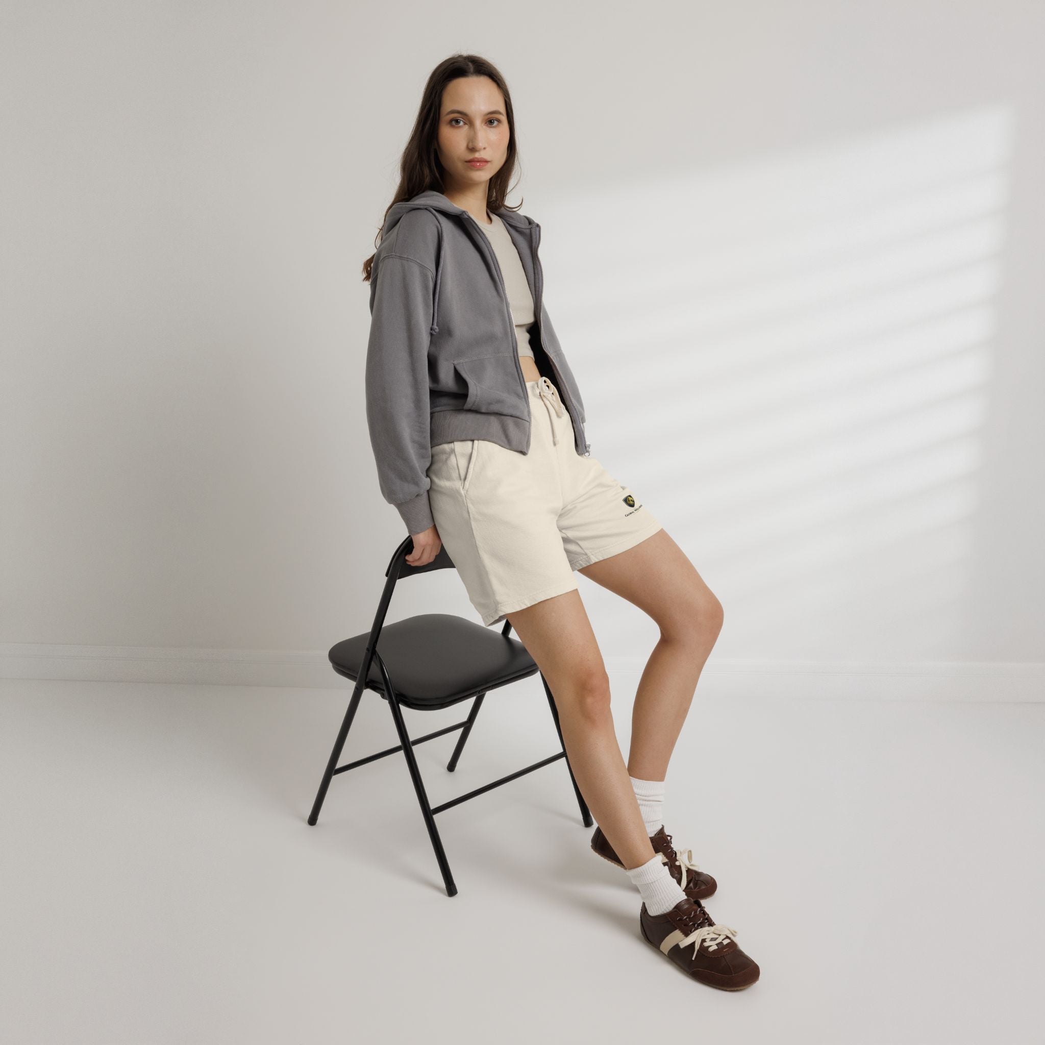 Fleece Sweat Shorts — Minimal Crest Logo Lounge Shorts