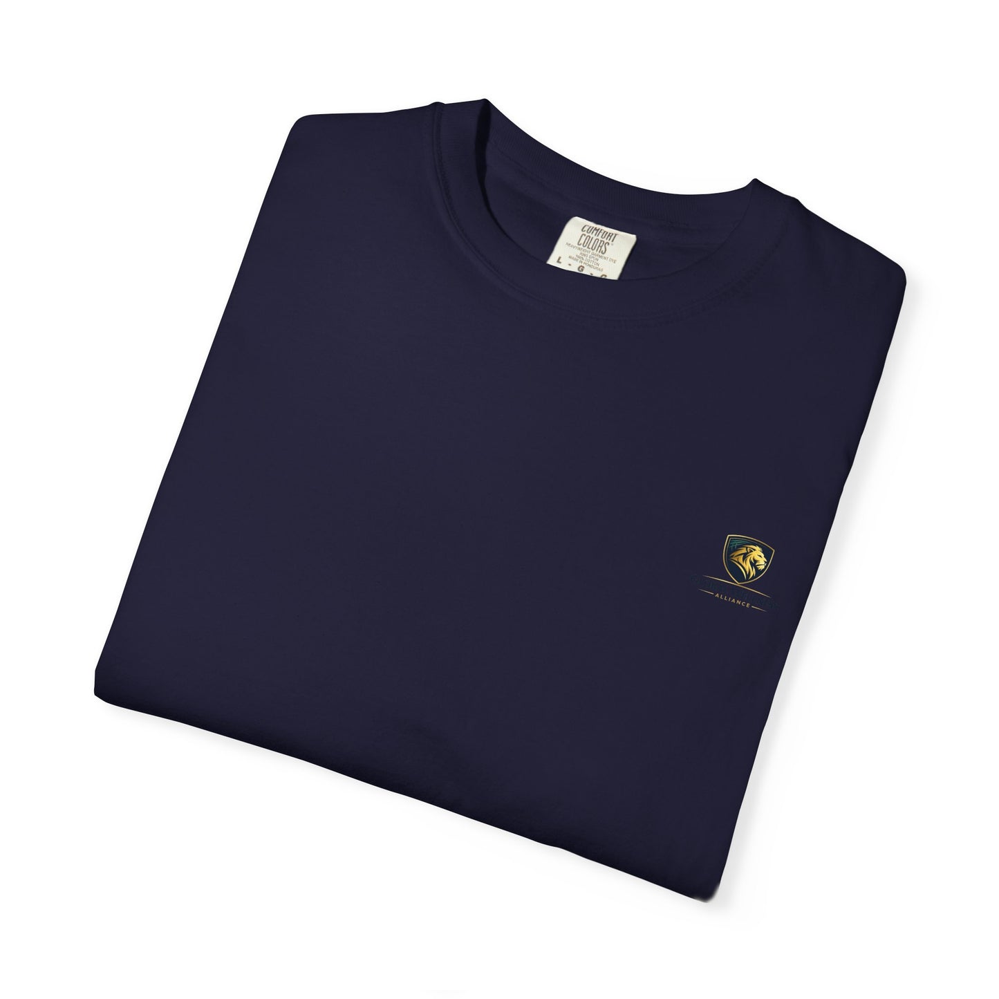 Minimal Cream T‑Shirt with Small Shield Logo — Casual Everyday Tee
