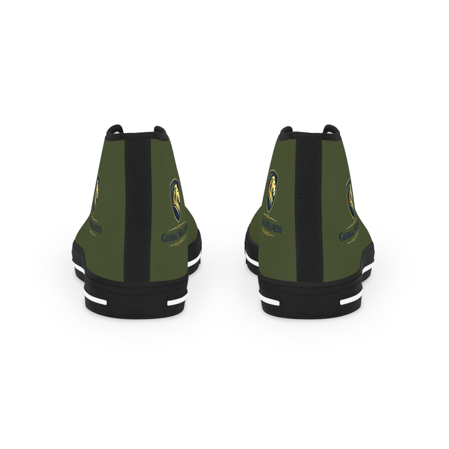Olive Green High-Top Sneakers for Men — Casual Canvas Streetwear